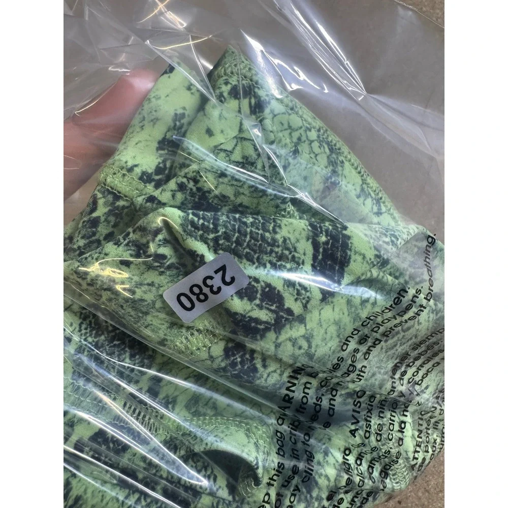 Alo Yoga High Waist Snakeskin Leggings Lime Green Black Animal Print‎ Womens S